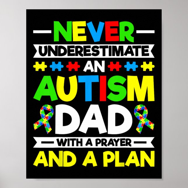 Aldrig underskatta en autism Pappa - autism Awaren Poster (Framsidan)