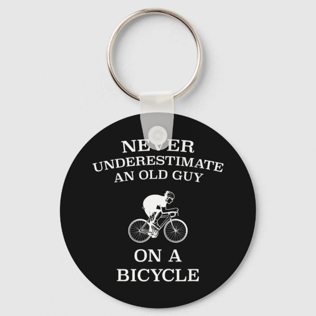 Aldrig underskatta en gammal kille på en cykel? nyckelring (Framsida)