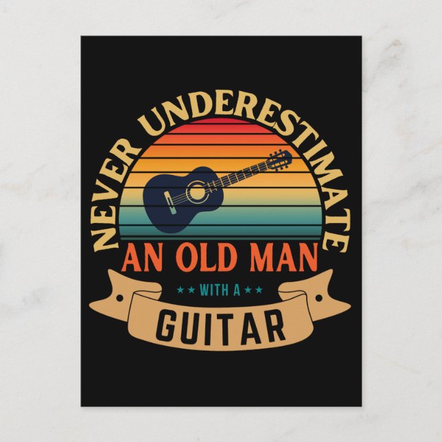 Aldrig underskatta en gammal man med en gitarr vykort (Framsida)