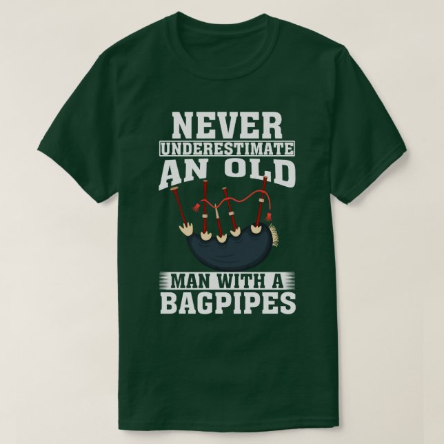 Aldrig underskatta en gammal man med en väska t shirt (Design framsida)