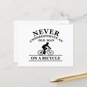 aldrig underskatta en gammal man på en cykel helg vykort