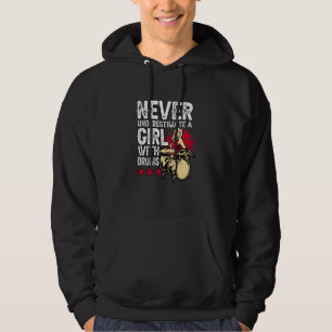 Aldrig Underskatta En Tjej Med Trummor Trummis Hoodie