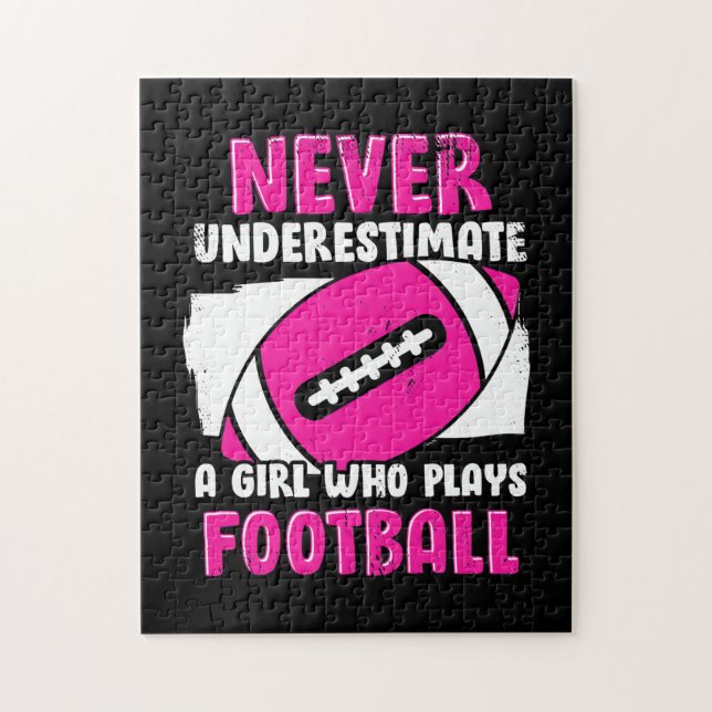 Aldrig underskatta en tjej som spelar fotboll pussel (Vertikal)