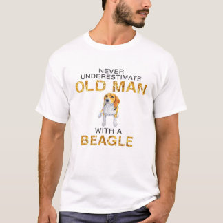 Aldrig underskatta gammal man med en beagle funny t shirt