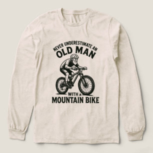 Aldrig Undervärdera Gammal Man Med En Mountainbike T Shirt