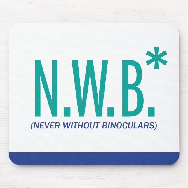 Aldrig utan binokulär musmatta (Framsidan)