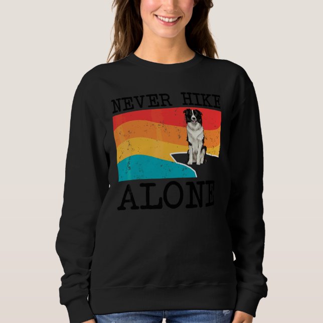 Aldrig Vandra Ensam Border Collie Grafisk Vandring T Shirt (Framsida)