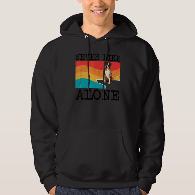 Aldrig Vandra Ensam Boxar Grafisk Vandring Hoodie (Framsida)