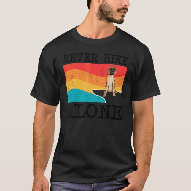 Aldrig Vandra Ensam Mastiff Grafisk Vandring T Shirt (Framsida)