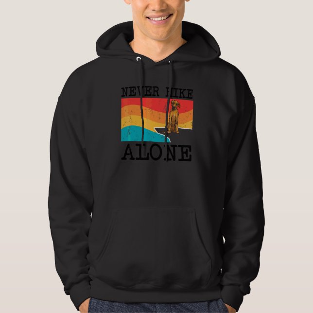 Aldrig vandra ensam Rhodesian Ridgeback Grafisk va Hoodie (Framsida)