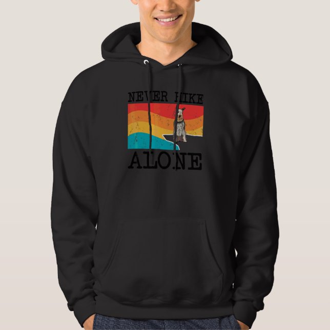 Aldrig vandra ensam standard schnauzer grafisk van hoodie (Framsida)