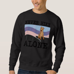 Aldrig vandra ensam Welsh Terrier Hund Vandring Lång Ärmad Tröja