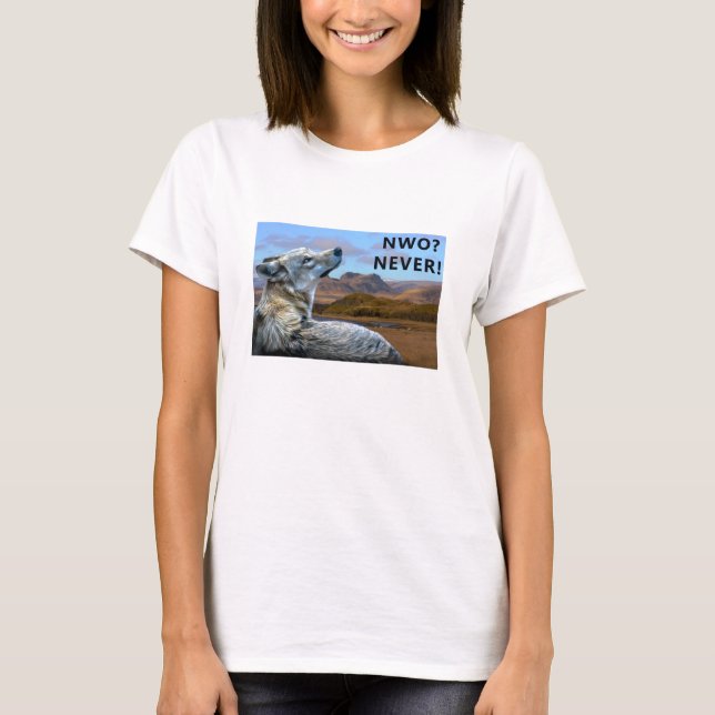 Aldrig Varg (ljus) T-Shirt (Framsida)