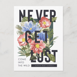 Aldrig vilse Floral slogan Vykort