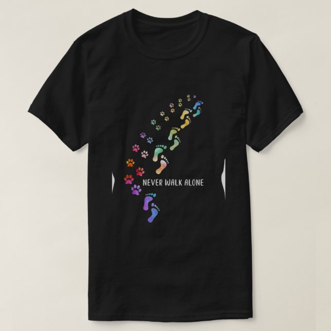 ALDRIG WALK ALONE HUND ÄLSKARE T SHIRT (Design framsida)