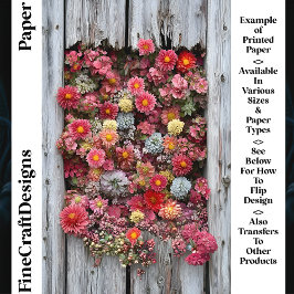 Åldrigt rustikt trä med blommor CL4 Scrapbookpappe