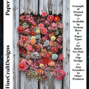 Åldrigt rustikt trä med blommor CL4 Scrapbookpappe