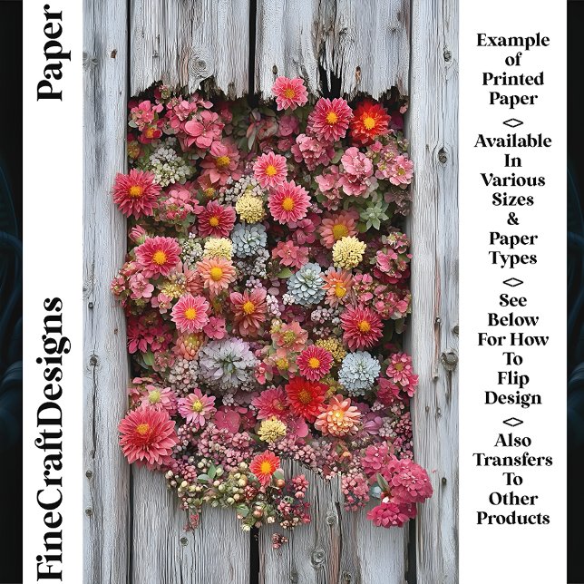 Åldrigt rustikt trä med blommor CL4 Scrapbookpappe (Skapare uppladdad)