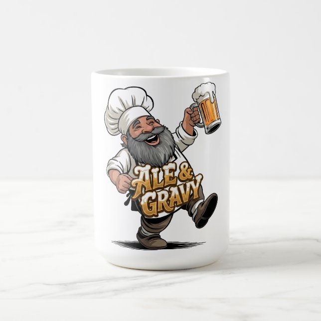Ale & Gravy logodesign med en glad kock Kaffemugg (Center)