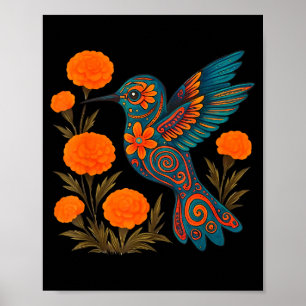 Alebrije Kolibri Blomma Mexikansk Folkkonst Fågel Poster