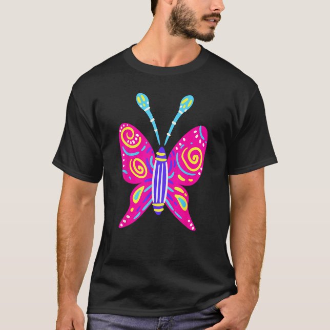 Alebrijes Fantasy Figure Animal Sculpture Butterfl T Shirt (Framsida)