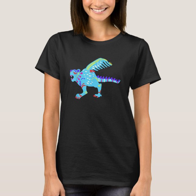 Alebrijes Fantasy Figure Animal Sculpture Dragon T Shirt (Framsida)