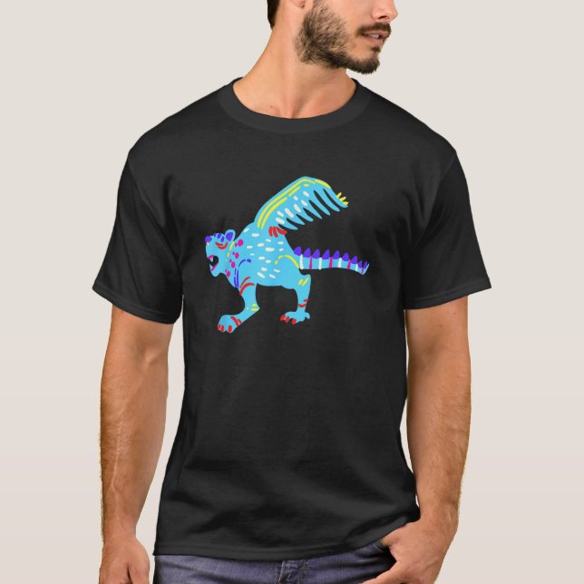 Alebrijes Fantasy Figure Animal Sculpture Dragon T Shirt (Framsida)