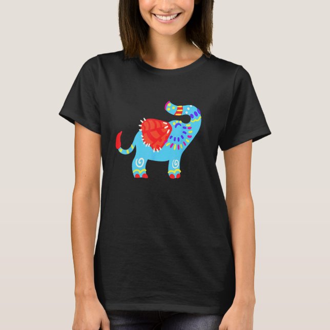 Alebrijes Fantasy Figure Animal Sculpture Elephant T Shirt (Framsida)