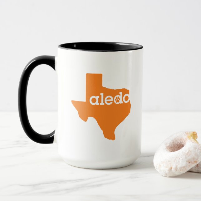 Aledo Texas kaffemugg - orange & svart med tassen (Med munk)