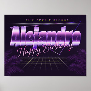 Alejandro Namn Vorname retro Poster Geburtstag