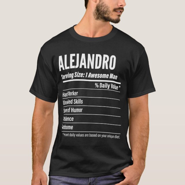 Alejandro Näringsfenomen som betjänar Storleka kal T Shirt (Framsida)