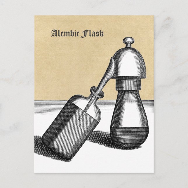Alembi Flask Medieval Alchemy Lab Vykort (Framsida)