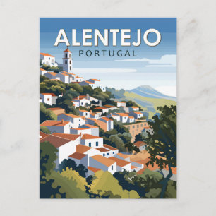 Alentejo Portugal Travel Art Vintage Vykort