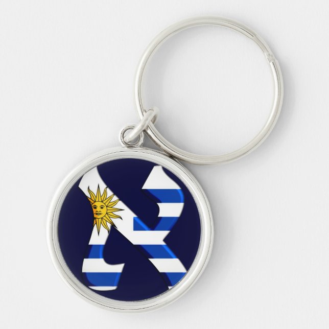 Aleph uruguay.png rund silverfärgad nyckelring (Framsidan)