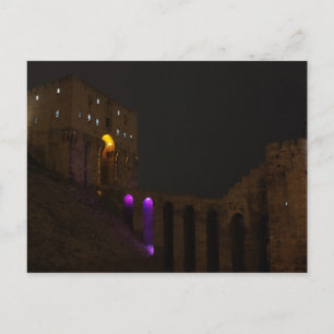Aleppo Citadel Castle nattetid - Syrien Vykort