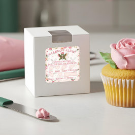 Alert Bakery Butterfly Cupcoa (livsmedelssäkerhets Fyrkantigt Klistermärke