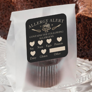 Alert Bakery Cake & Whisk, livsmedelssäkerhetsaler Fyrkantigt Klistermärke