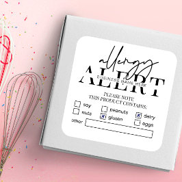 Alert om minimalistiskt bakverk för livsmedelssäke fyrkantigt klistermärke