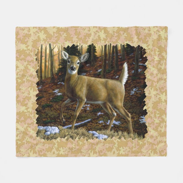 Alert Whitetail Doe Fleecefilt (Framsidan (Horisontell))