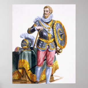 Alessandro Farnese (1546-92) hertig av Parma från Poster