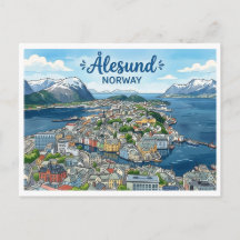 Ålesund Norge Resa vykort