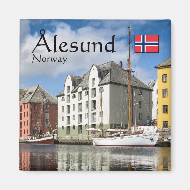 Alesund Norge Souvenir Magnet (Framsidan)