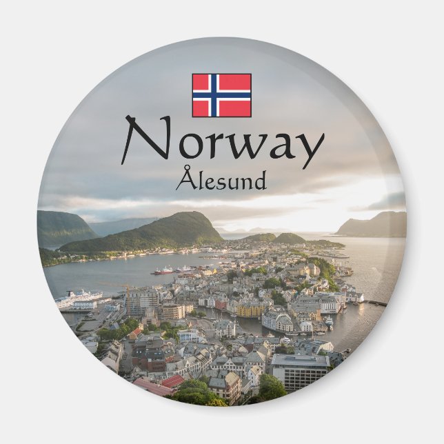 Alesund Norge Souvenir Magnet (Framsidan)
