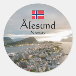 Alesund Norge Souvenir Runt Klistermärke