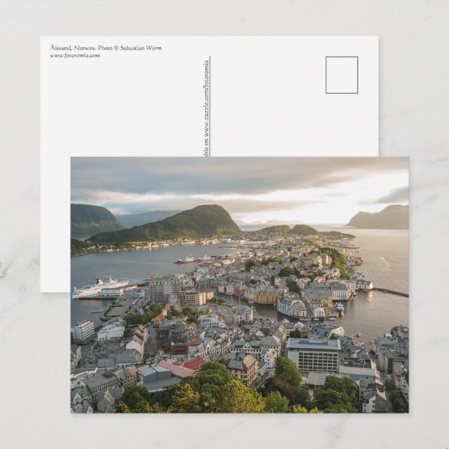 Alesund Norge Souvenir Vykort (Fram/baksida)