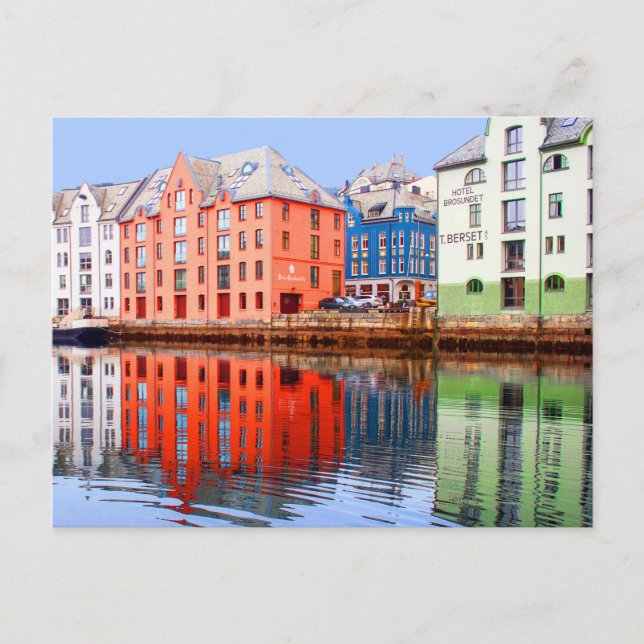 Alesund Vattenfront, Norge Vykort (Framsida)