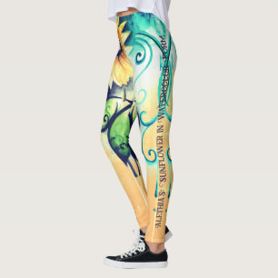 Alethias solros i vattenfärgad form Filtrerad Leggings