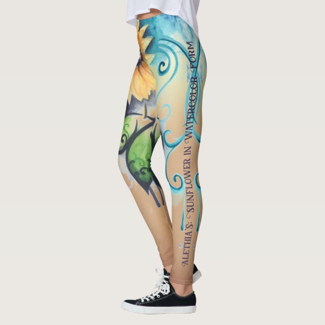 Alethias solros i vattenfärgsform Recoleta Leggings (Vänster)