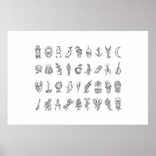 Alethiometer Symbols Grid Golden Compass Symbo Poster