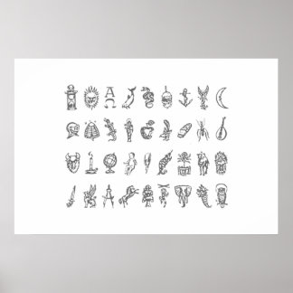 Alethiometer Symbols Grid Golden Compass Symbo Poster